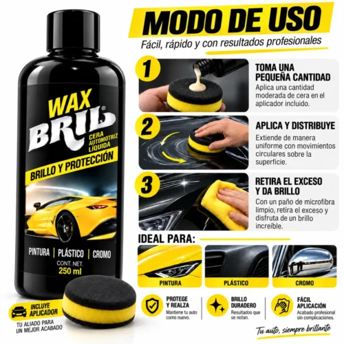 CERA LIQUIDA CON CARNUBA WAX BRIL 500 ML