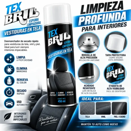 LIMPIADOR DE VESTIDURAS SECADO RAPIDO TEX BRIL 433 ML