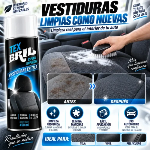 LIMPIADOR DE VESTIDURAS SECADO RAPIDO TEX BRIL 433 ML