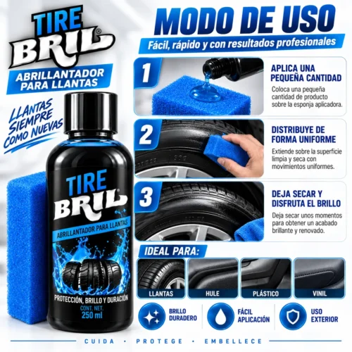 GEL DE SILICON PARA LLANTAS TIRE BRIL 500 ML.