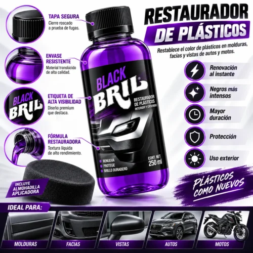 RESTAURADOR DE PLASTICOS BLACK BRIL 125 ML.