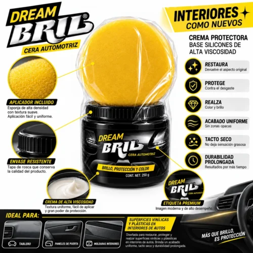 CREMA RESTAURADORA DE PLASTICOS BASE SILICON CREAM BRIL  300 GR