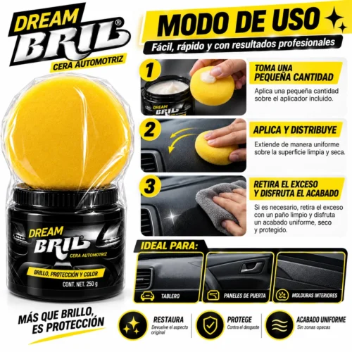 CREMA RESTAURADORA DE PLASTICOS BASE SILICON CREAM BRIL  300 GR
