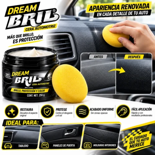 CREMA RESTAURADORA DE PLASTICOS BASE SILICON CREAM BRIL  300 GR