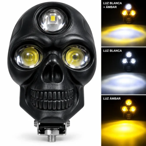 FARO DE LED BICOLOR 3LEDS CUERPO DE PLÁSTICO LUZ FIJA Y ESTROBO 12/24V (PZA)