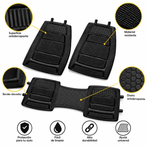 TAPETE AUTOMOTRIZ 3 PZAS TIPO CARBONO
