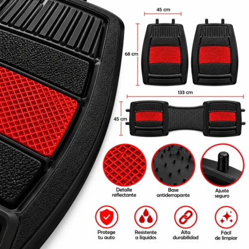 TAPETE AUTOMOTRIZ 3 PZAS ROJO