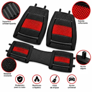 TAPETE AUTOMOTRIZ 3 PZAS ROJO