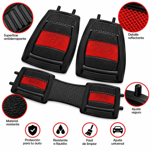 TAPETE AUTOMOTRIZ 3 PZAS ROJO