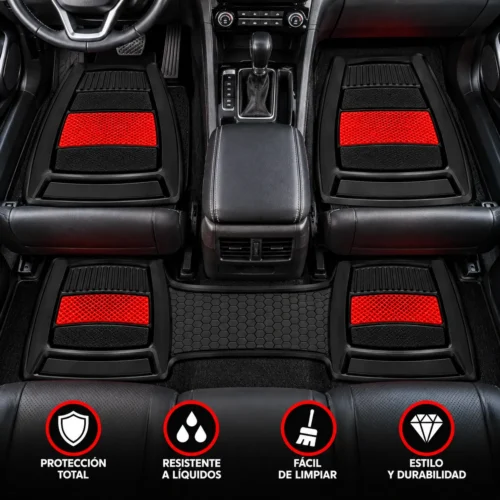 TAPETE AUTOMOTRIZ 3 PZAS ROJO