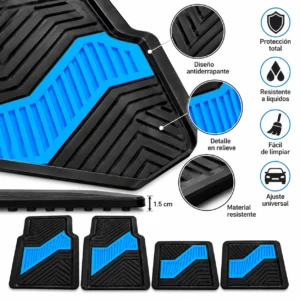 TAPETE AUTOMOTRIZ 4 PZAS AZUL