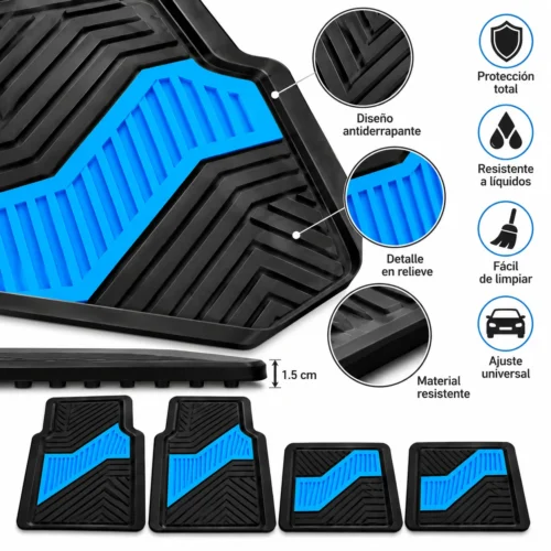 TAPETE AUTOMOTRIZ 4 PZAS AZUL