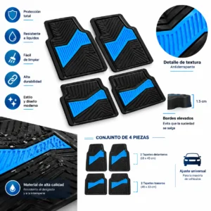 TAPETE AUTOMOTRIZ 4 PZAS AZUL
