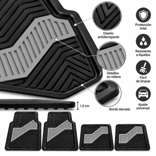 TAPETE AUTOMOTRIZ 4 PZAS GRIS