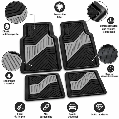 TAPETE AUTOMOTRIZ 4 PZAS GRIS