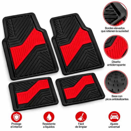 TAPETE AUTOMOTRIZ 4 PZAS ROJO