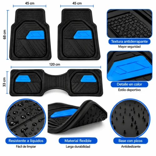 TAPETE AUTOMOTRIZ 3 PZAS AZUL