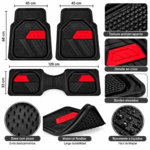 TAPETE AUTOMOTRIZ 3 PZAS ROJO