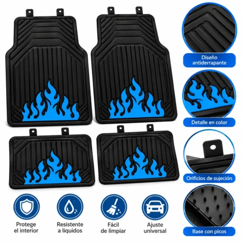 TAPETE AUTOMOTRIZ 4 PZAS AZUL