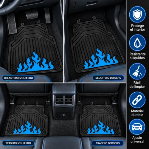 TAPETE AUTOMOTRIZ 4 PZAS AZUL