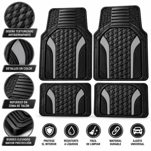 TAPETE AUTOMOTRIZ 4 PZAS GRIS