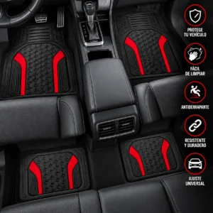TAPETE AUTOMOTRIZ 4 PZAS ROJO