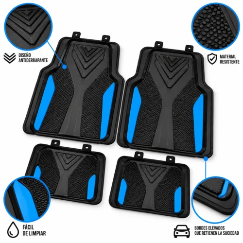 TAPETE AUTOMOTRIZ 4 PZAS AZUL