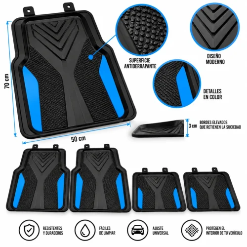 TAPETE AUTOMOTRIZ 4 PZAS AZUL
