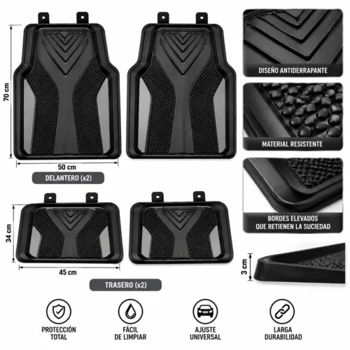 TAPETE AUTOMOTRIZ 4 PZAS GRIS