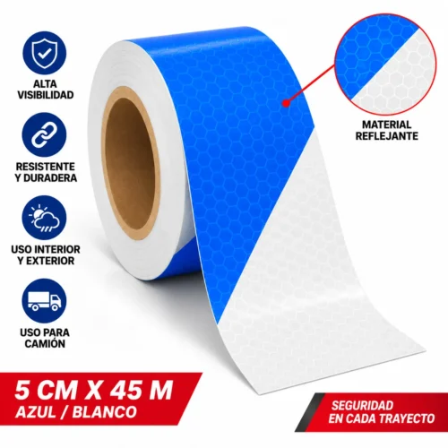 CINTA BARRICADA 5CMX45M AZUL BLANCO (RLL 45M)