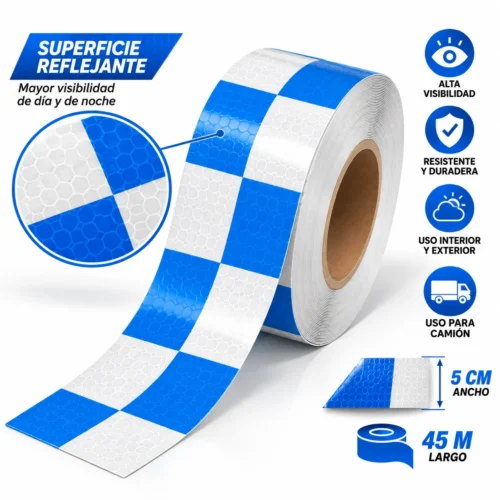 CINTA BARRICADA 5CMX45M AZUL BLANCO (RLL 45M)