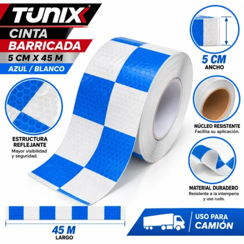 CINTA BARRICADA 5CMX45M AZUL BLANCO (RLL 45M)