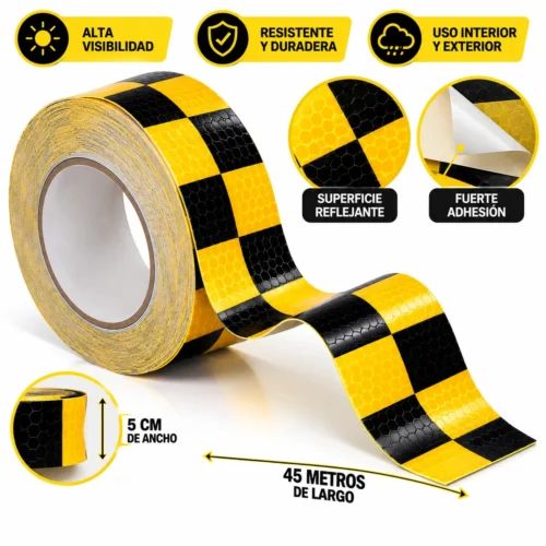 CINTA BARRICADA 5CMX45M AMARILLO NEGRO (RLL 45M)