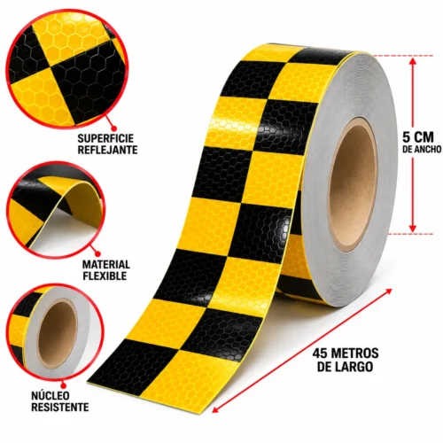 CINTA BARRICADA 5CMX45M AMARILLO NEGRO (RLL 45M)