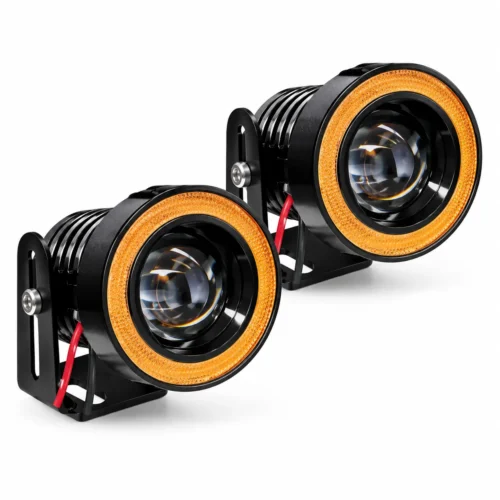 74AM FARO DE LED CON OJO DE ANGEL 12V/24V AMBAR LUZ FIJA 8CM (PAR)