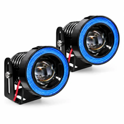 FARO DE LED CON OJO DE ANGEL AZUL 12V/24V LUZ FIJA 9CM (PAR)