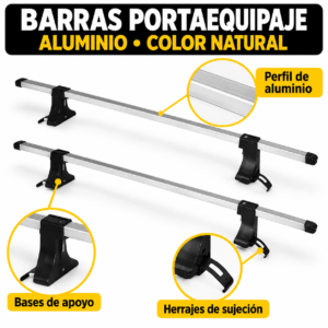 BARRAS PORTA EQUIPAJE DE ALUMINIO UNIVERSAL COLOR NATURAL. (JUEGO)