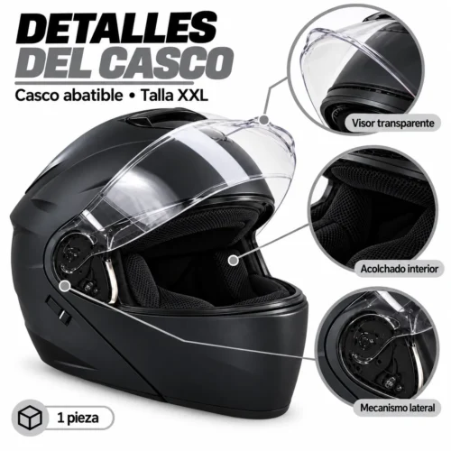 CASCO PARA MOTOCICLISTA ABATIBLE CARBÓN DOBLE EXTRA GRANDE (Pieza)