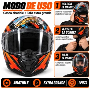 CASCO PARA MOTOCICLISTA ABATIBLE CON DISEÑO EXTRA GRANDE DOT (PIEZA)
