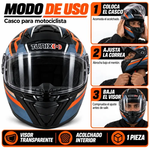 CASCO PARA MOTOCICLISTA CERRADO CARBÓN MEDIANO (Pieza)