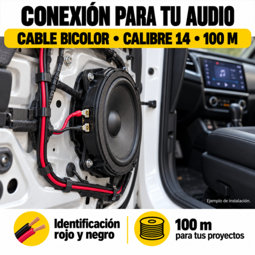 CABLE PARA AUDIO BICOLOR 100 M CALIBRE 14 (ROLLO)
