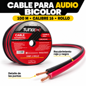 CABLE PARA AUDIO BICOLOR 100 M CALIBRE 16 (ROLLO)