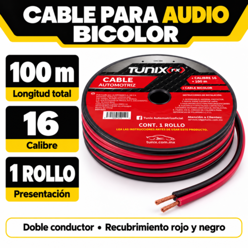 CABLE PARA AUDIO BICOLOR 100 M CALIBRE 16 (ROLLO)