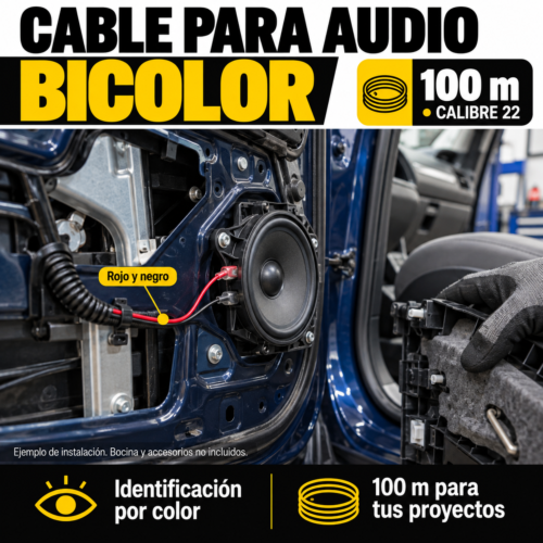 CABLE PARA AUDIO BICOLOR 100 M. -CALIBRE 22 (ROLLO)