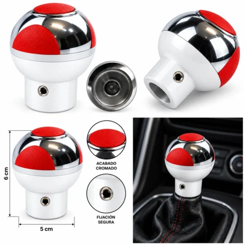 PERILLA AUTOMOTRIZ PARA CHEVY CROMO/ROJO PERILLA CUALQUIER MATERIAL (PZA)