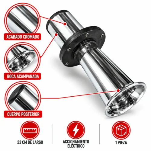 CORNETA ELÉCTRICA TIPO CARCACHA CROMADA DE 23 CM (PIEZA)