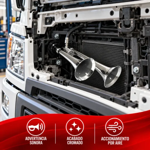 CORNETA DE AIRE CROMADA DOBLE PARA CAMION (PIEZA)