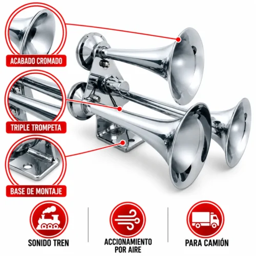 CORNETA DE AIRE SONIDO TREN TRIPLE (JUEGO)