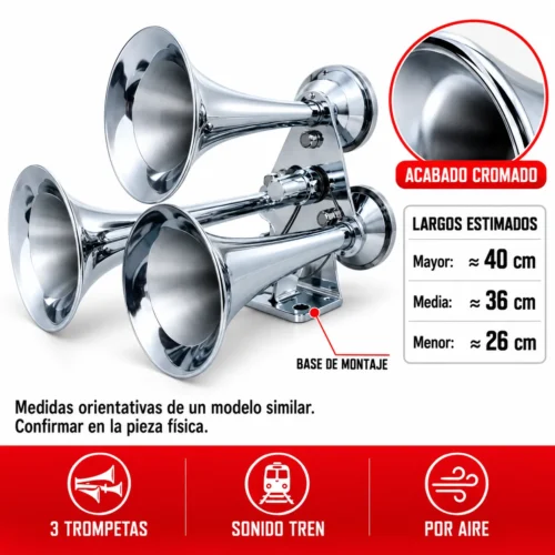 CORNETA DE AIRE SONIDO TREN TRIPLE (JUEGO)