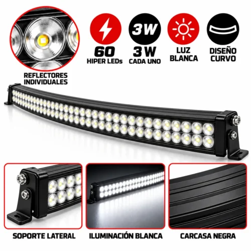 FARO CURVO CON 60 HIPER LEDS DE 3W CADA UNO BLANCO (PIEZA)